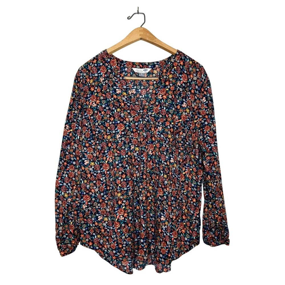 Old Navy Womens Floral Print Cotton Long Sleeve Button Down Shirt XL